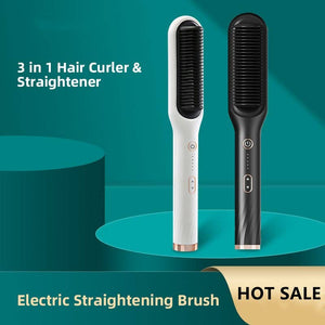 Multifunctional Professional Hair Straightener Tourmaline Ceramic Hair Curler Brush Hair Comb Straighteners Curling Hair Iron